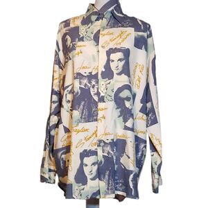 Vintage Silk Celebrity Signature button down shirt